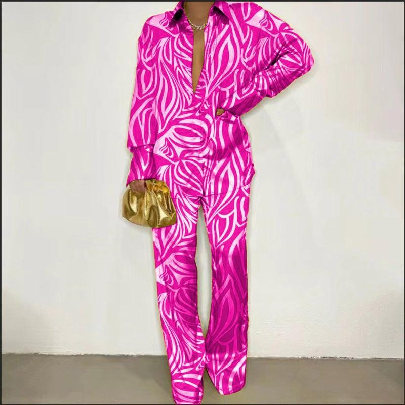 Ava Loose Casual Long Sleeve Trousers Two Piece Sets - Vestir en Moda