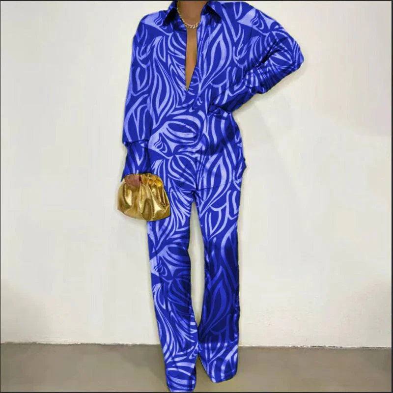 Ava Loose Casual Long Sleeve Trousers Two Piece Sets - Vestir en Moda