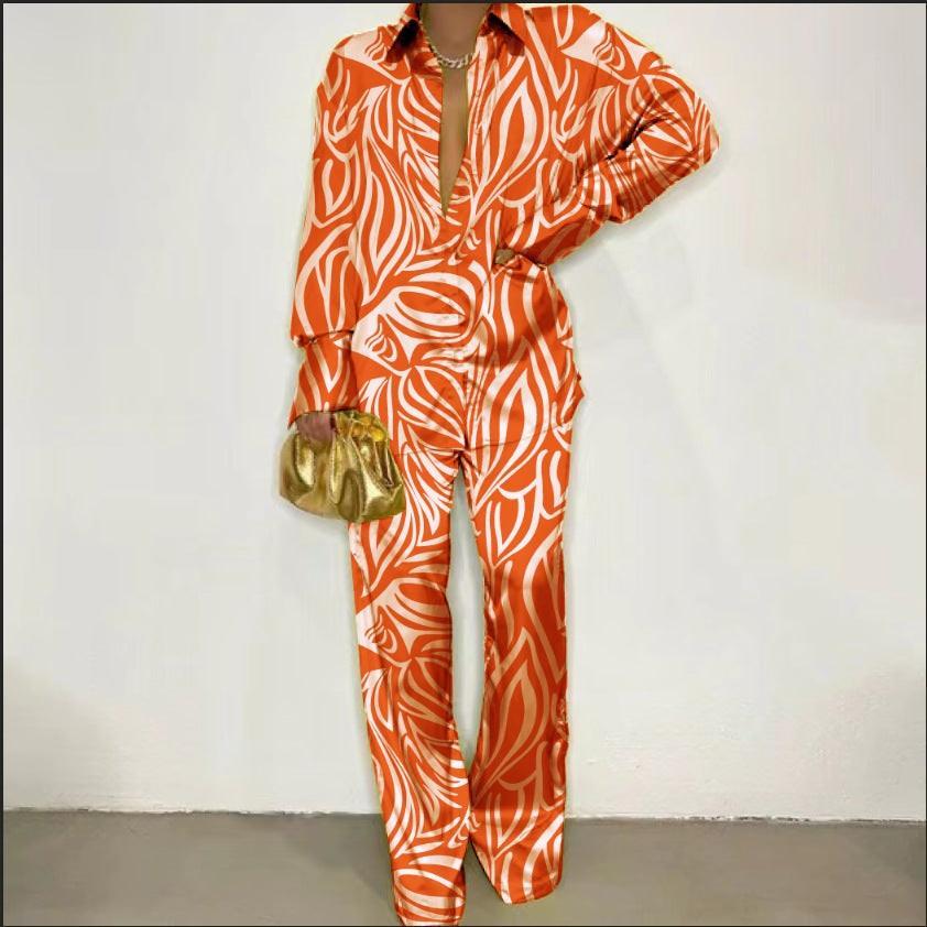 Ava Loose Casual Long Sleeve Trousers Two Piece Sets - Vestir en Moda