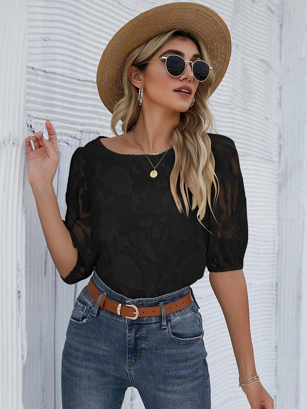 Avery Chiffon Floral Pullover Round Neck Blouse - Vestir en Moda