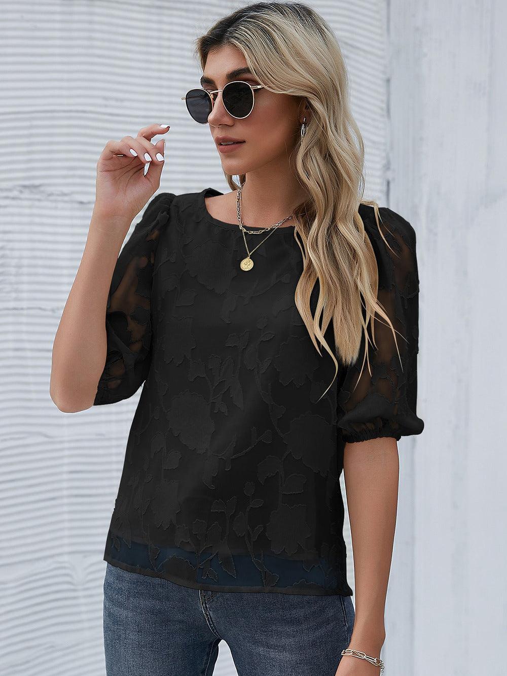Avery Chiffon Floral Pullover Round Neck Blouse - Vestir en Moda