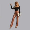 Aviana Pull On Style High Rise Faux Leather Pants With Slits - Vestir en Moda