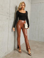 Aviana Pull On Style High Rise Faux Leather Pants With Slits - Vestir en Moda