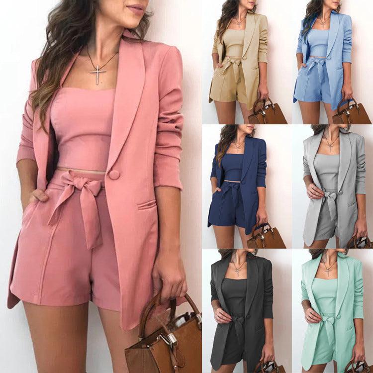 Avianna Solid Color Blazer Fashion High Waist Good Quality Set - Vestir en Moda