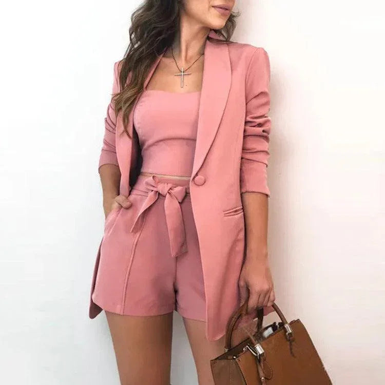 Avianna Solid Color Blazer Fashion High Waist Good Quality Set - Vestir en Moda
