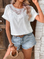 Awilda Clothing Lace Ruffled Short Sleeves Blouse - Vestir en Moda