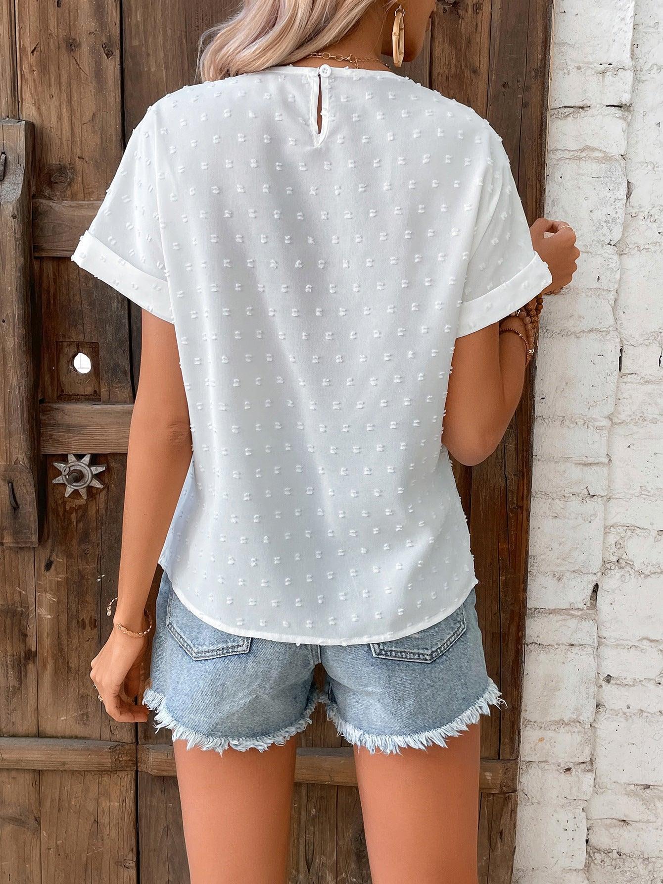 Awilda Clothing Lace Ruffled Short Sleeves Blouse - Vestir en Moda