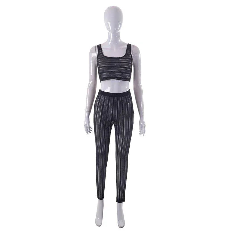 Azalea Summer Camisole Tight Trousers Casual Sexy See Through Set - Vestir en Moda