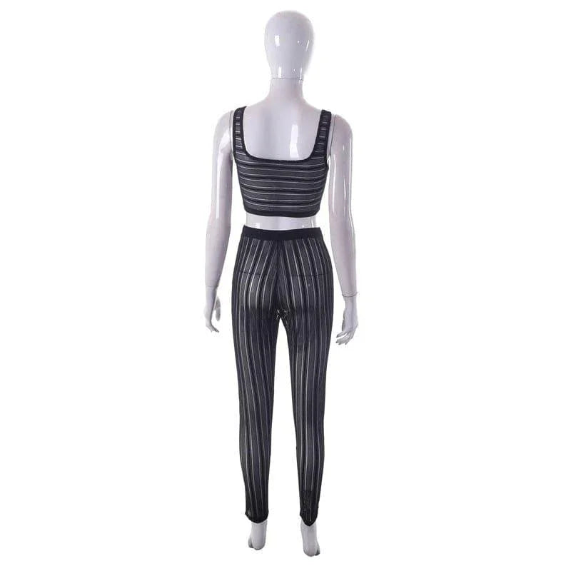 Azalea Summer Camisole Tight Trousers Casual Sexy See Through Set - Vestir en Moda