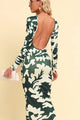 Azucena Printed Backless Long Sleeve Maxi Dresses - Vestir en Moda