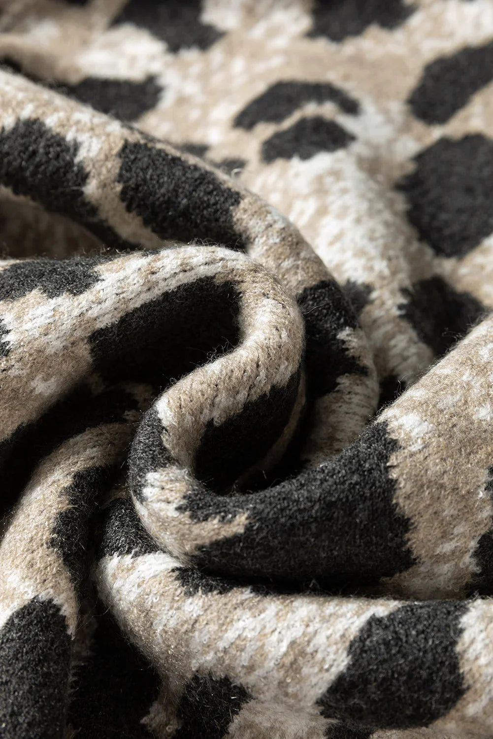 Carbon Grey Leopard Drop Shoulder Baggy Sweater