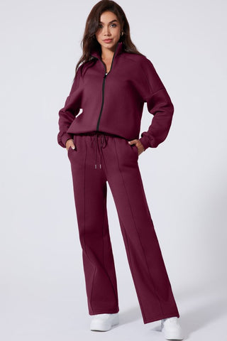 Belen Solid Zip-Up Drawstring Two Piece Sets