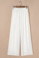 Violeta White Solid Drop Waist Pleated Wide Leg Casual Pants