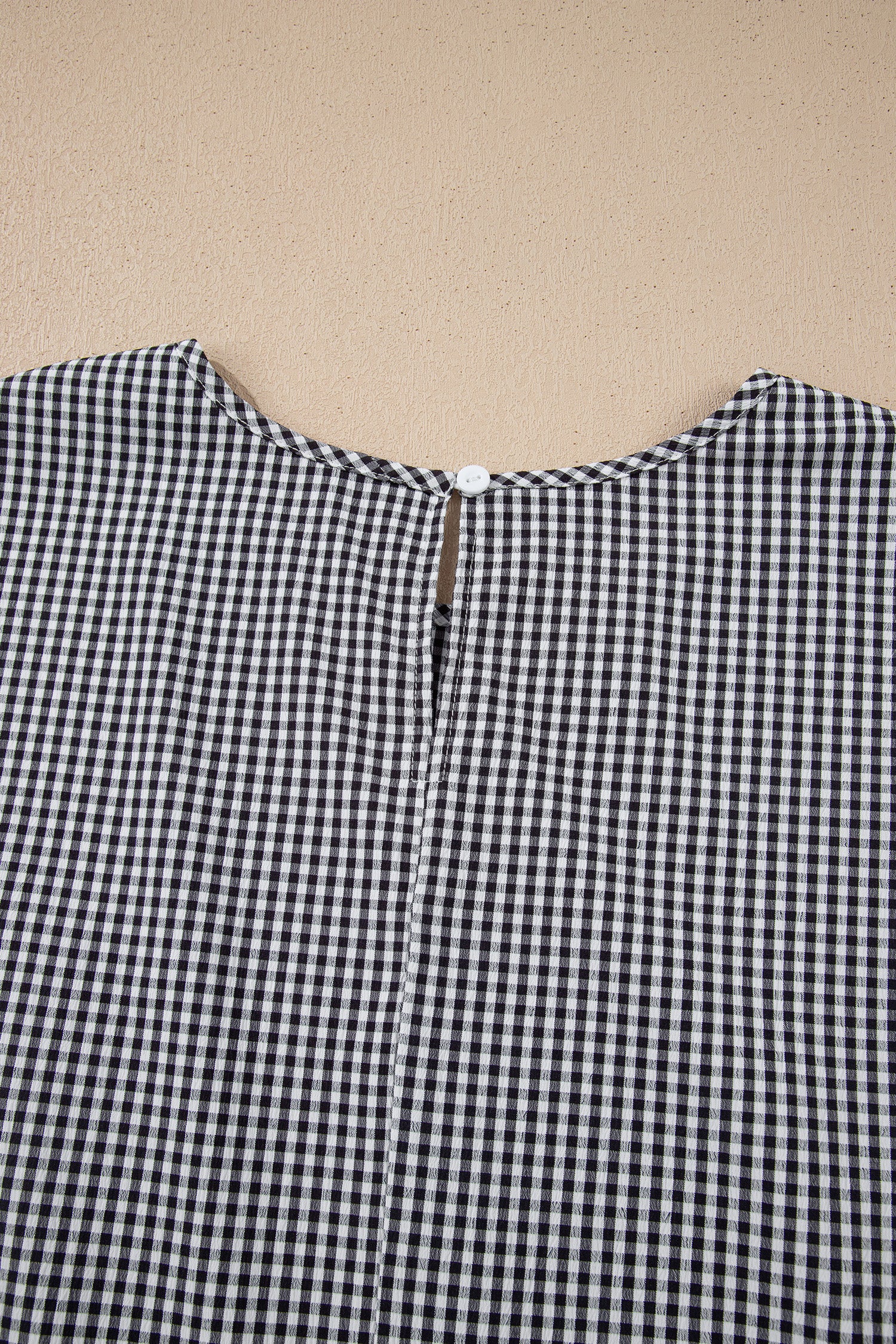 Plaid Bow Decor Bell Sleeve Round Neck