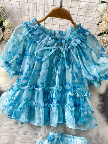 Amelia Floral Print Ruffle Hem Two Piece Sets