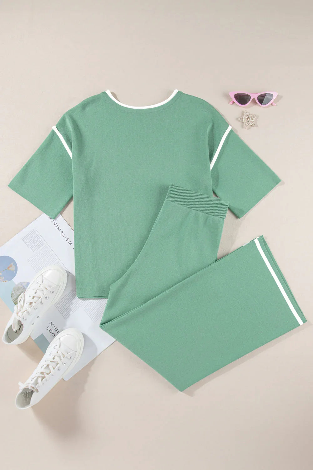 Wanda Contrast Trim and Drawstring Two Piece Set