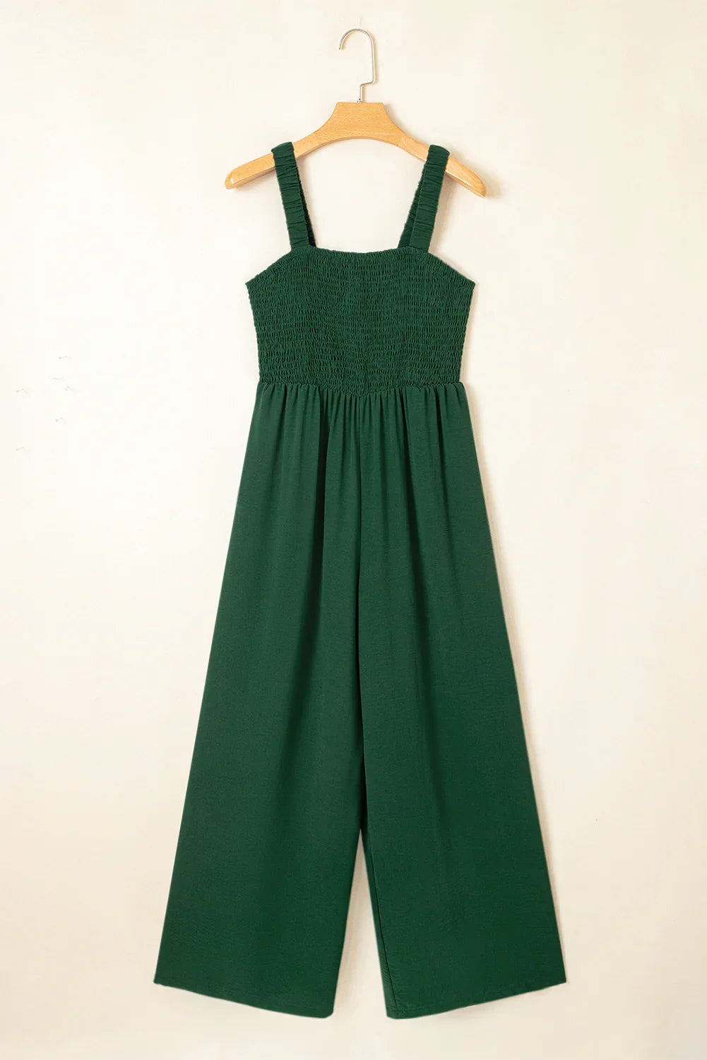 Amanda Green Smocked Sleeveless Wide Leg Jumpsuit with Pockets