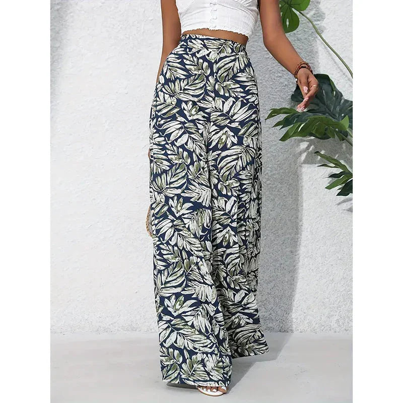 Women’s Printed High‑Waist Wide‑Leg Palazzo Pants
