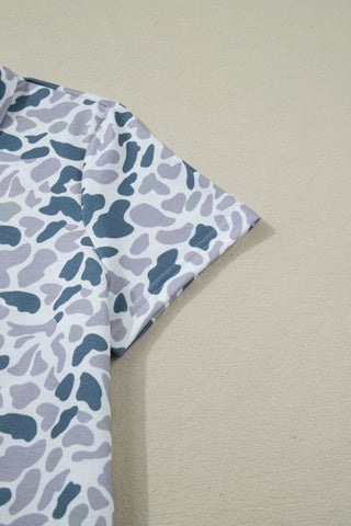 Camila Abstract Camo Polo Collar Two Piece Sets