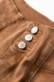 Chersey Coffee High Waist Button Fly Seamed Raw Hem Flare Jeans