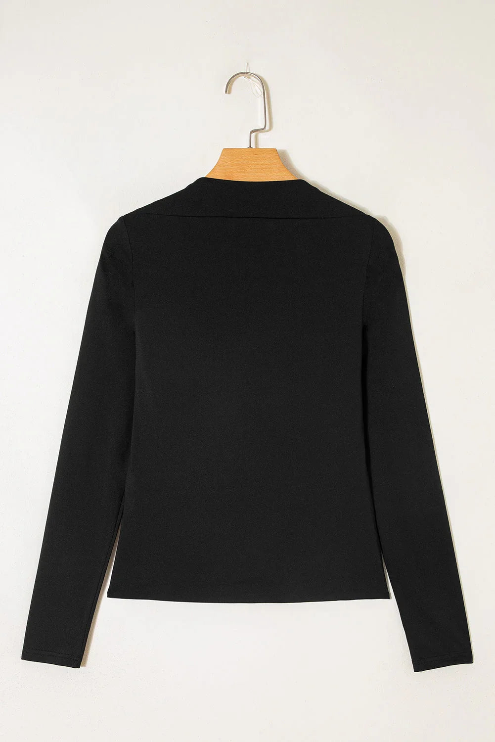 Black Crisscross Boat Neck Long Sleeve Slim Top