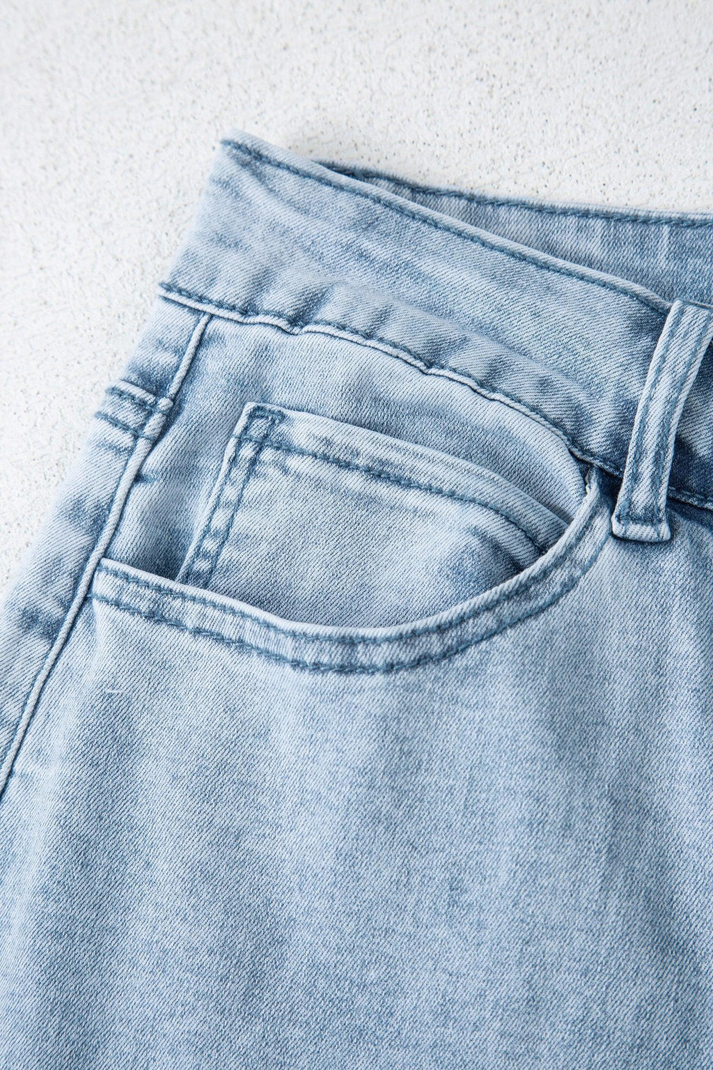 Beau Blue Bow Knot Side Detail Straight Leg Loose Jeans