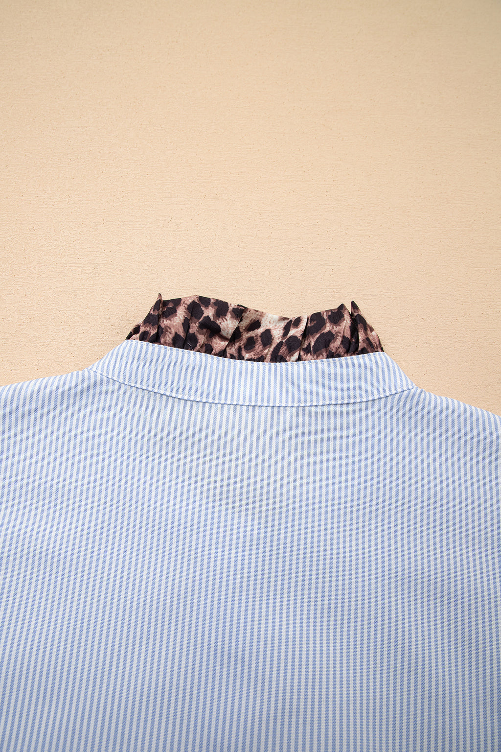 Stripe Ruffled  Long Sleeve Down Loose