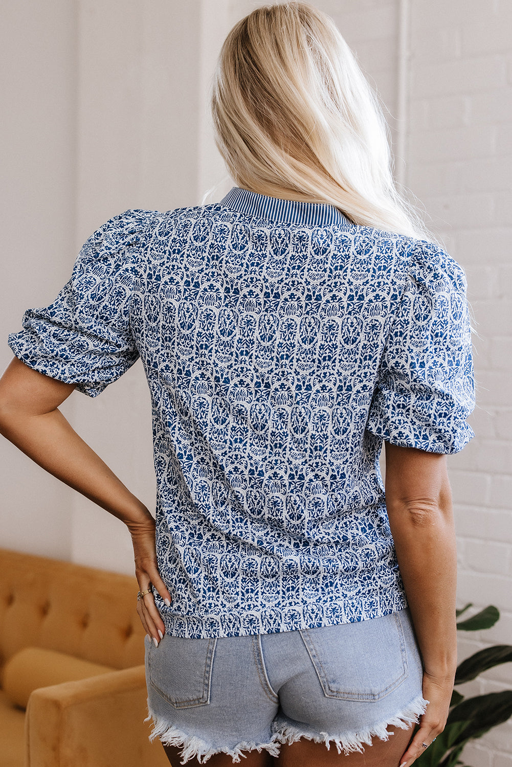 Floral Striped Contrast Ric-rac Sleeve