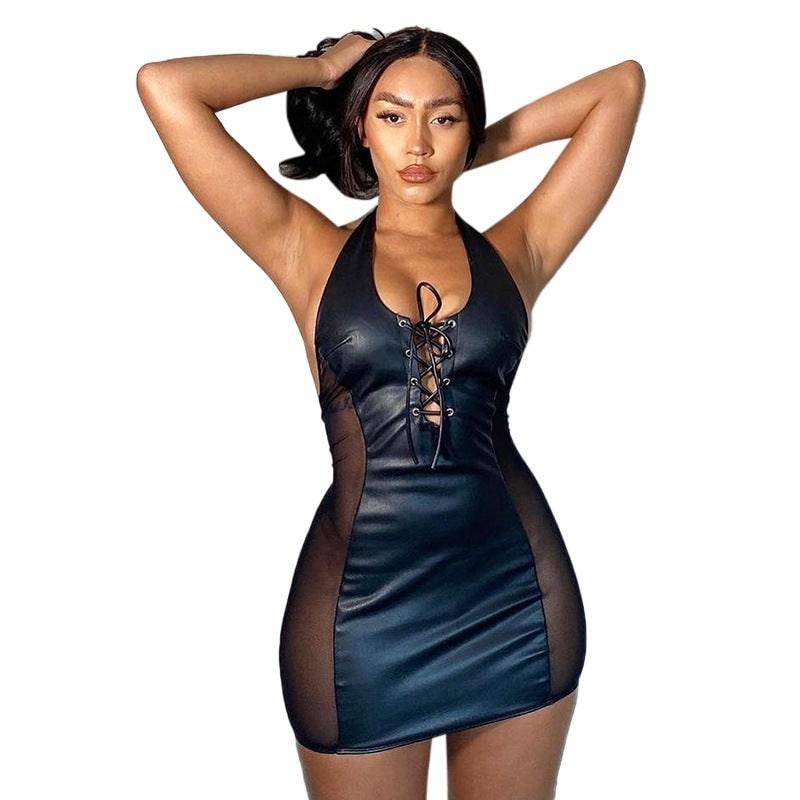 Bahia Halter Mesh Stitching Tight Dresses - Vestir en Moda