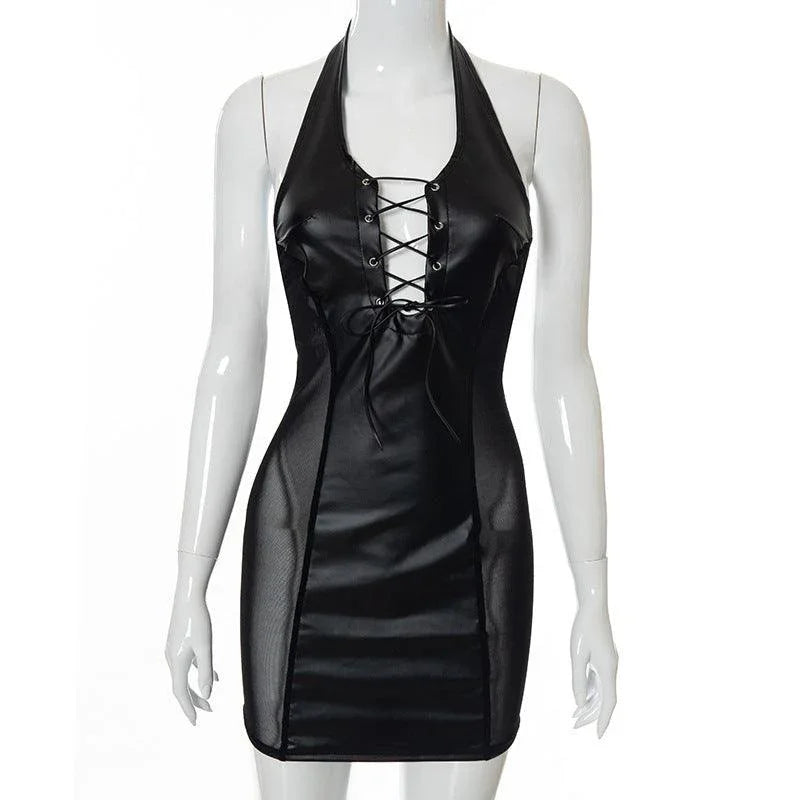 Bahia Halter Mesh Stitching Tight Dresses - Vestir en Moda