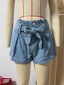 Bailey Belted Cotton Loose Office Light Color Jeans Shorts - Vestir en Moda