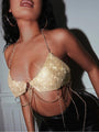 Bailey Sexy Metal Shiny Diamond Tassel Halter Top - Vestir en Moda