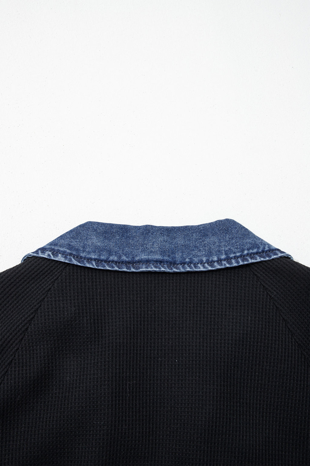 Waffle Knit Trim  Polo Collar