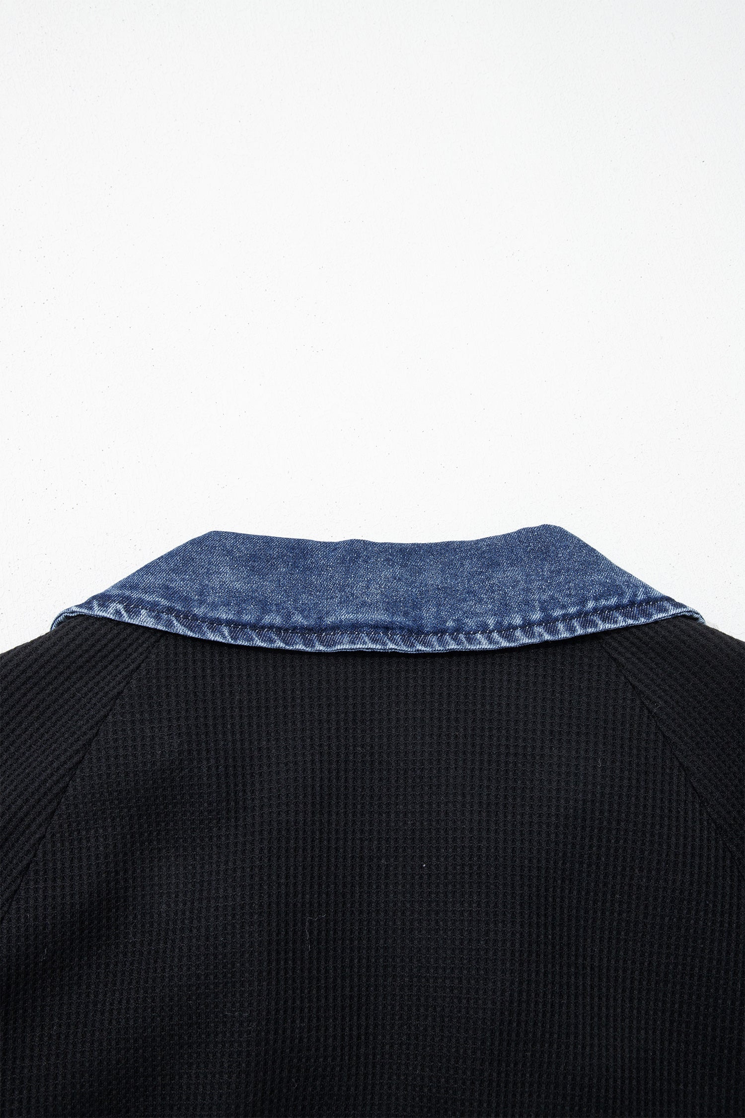 Waffle Knit Trim  Polo Collar