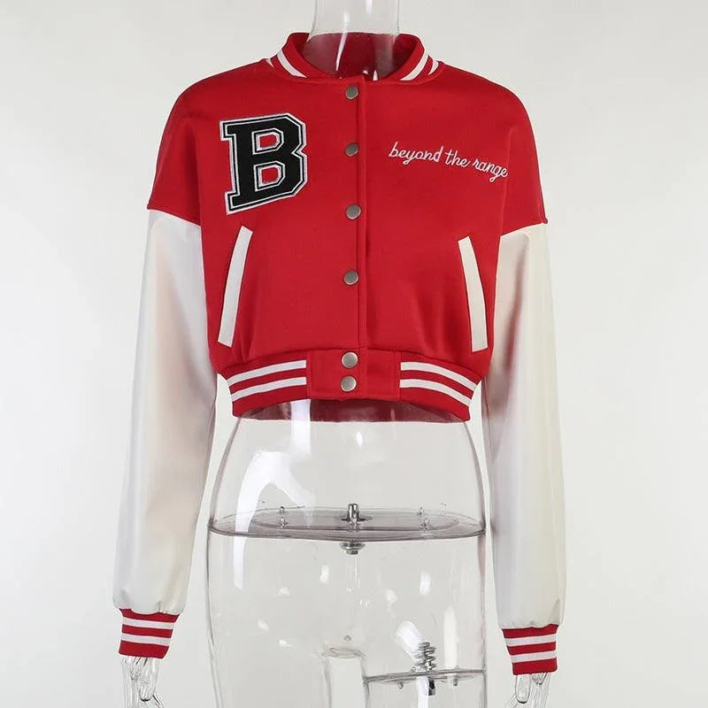 Bea Graphic Varsity Slim Streetwear Cotton Jacket - Vestir en Moda