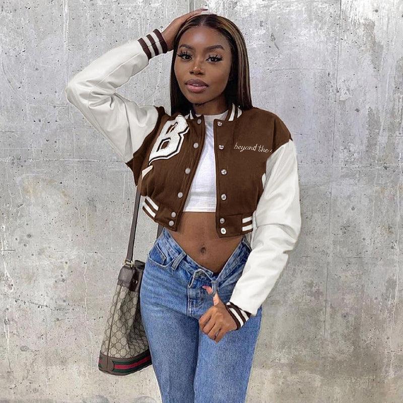 Bea Graphic Varsity Slim Streetwear Cotton Jacket - Vestir en Moda