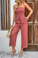 Beatriz Decorative Button Strapless Smocked Jumpsuits - Vestir en Moda