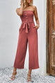 Beatriz Decorative Button Strapless Smocked Jumpsuits - Vestir en Moda
