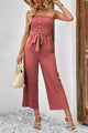 Beatriz Decorative Button Strapless Smocked Jumpsuits - Vestir en Moda