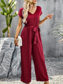 Betina Women Elegant Solid Color V Neck Jumpsuits - Vestir en Moda
