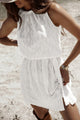 Millan White Lace Sleeveless Knot Hollow Out Back Tied Waist Mini Dress