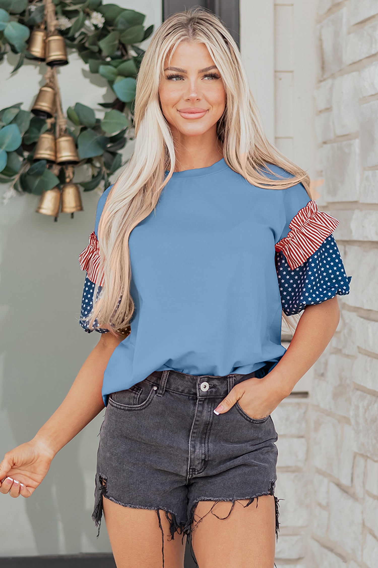Stars Stripes Puff Sleeve