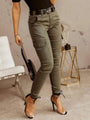 Bianca Elegant Solid Color Ankle Fit Cargo Pants - Vestir en Moda