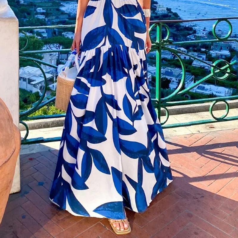 Bitma Women Short Sleeve Waist Leaking Printed Dresses - Vestir en Moda