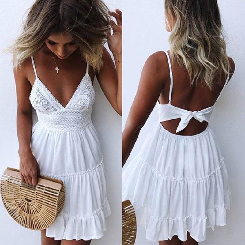 Brenda Dresses Sexy Lace Sling Stitching - Vestir en Moda