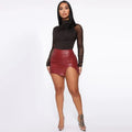 Briar Slit Hem Faux PU Leather Mini Skirt - Vestir en Moda