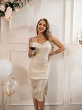 Briella Sexy Bling High Slit to Thigh Drape Sequined Dress - Vestir en Moda