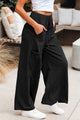 Joey Wash Exposed Seam Drawstring Elastic Waistband Wide Leg Cargo Pants