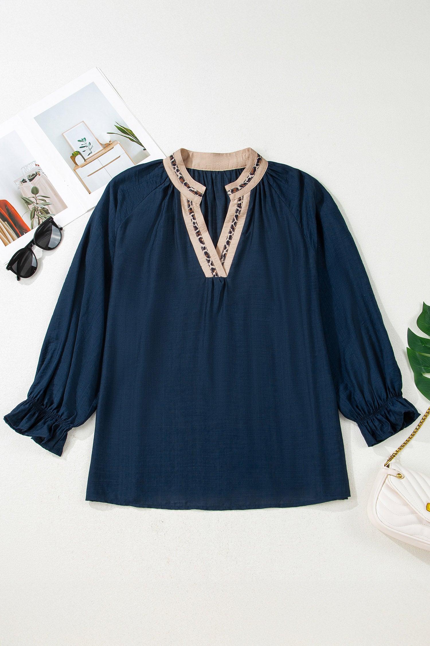 Contrast  Patchwork Collar Long Flounce