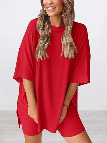 Dinora Full Size Oversized Round Neck Two Piece Sets